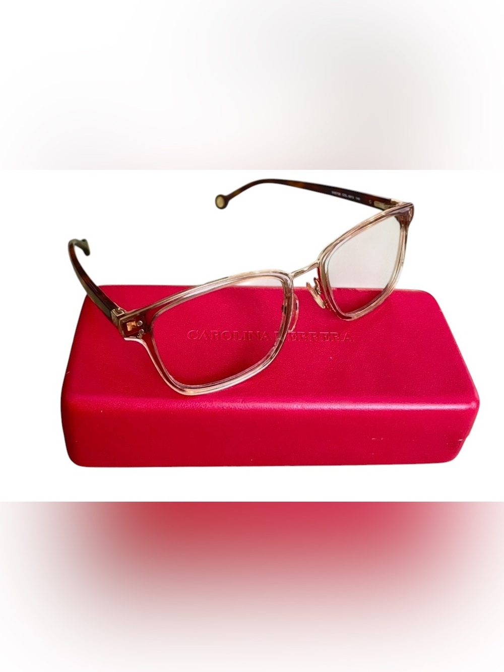 Carolina Herrera VHE 728 Women's Translucent Brown Rx-Ready Eyewear Frame & Case